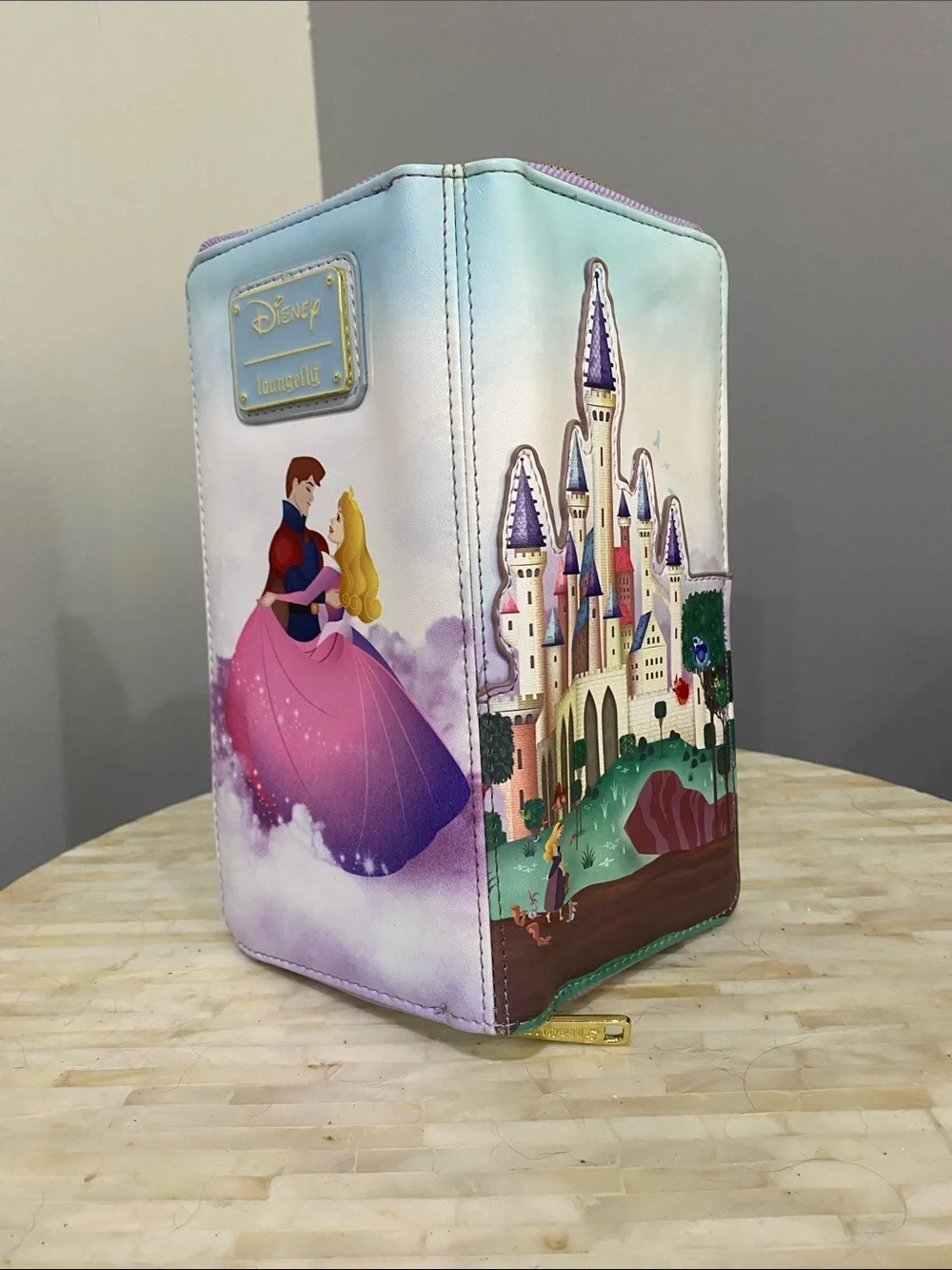 Loungefly Disney NWOT Pastel Sleeping Beauty Castle Zip Wallet - Pink & Purple